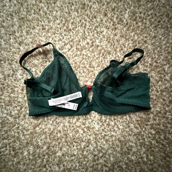 NWT Victoria's Secret Dark Green Sheer Bra size 36D - Picture 2 of 3